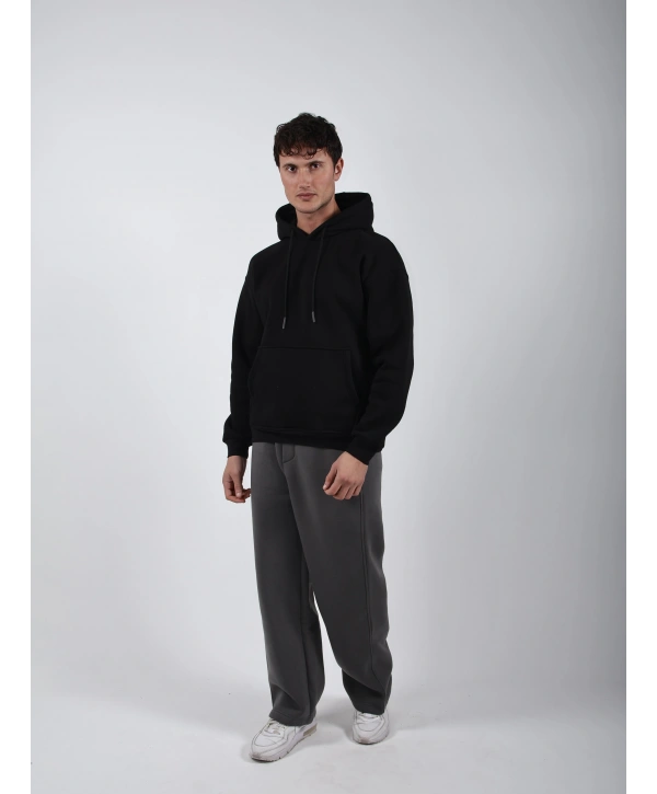 Basic Polarlı Baggy Eşofman Altı Açık Gri