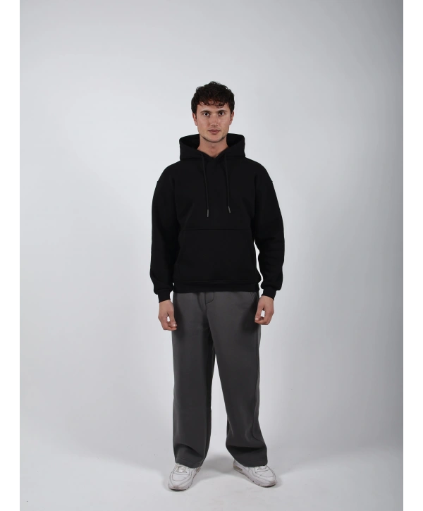 Basic Polarlı Baggy Eşofman Altı Açık Gri