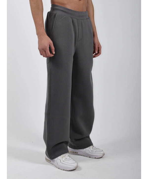 Basic Polarlı Baggy Eşofman Altı Açık Gri