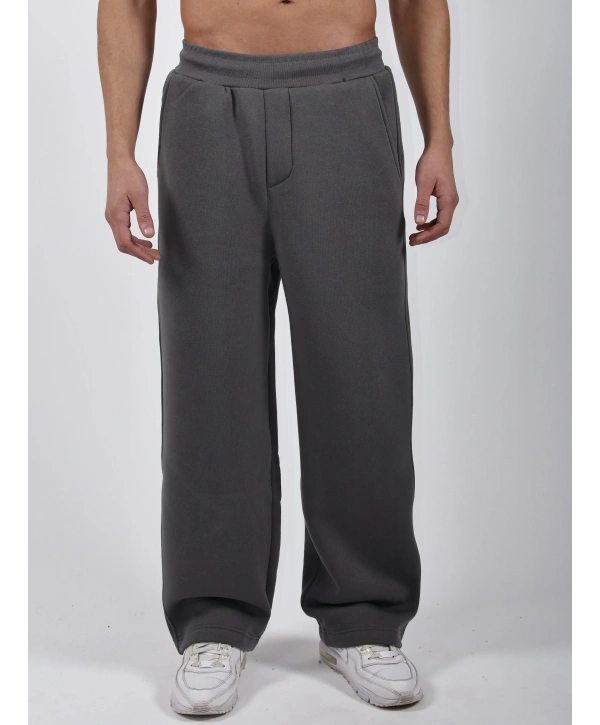 Basic Polarlı Baggy Eşofman Altı Açık Gri