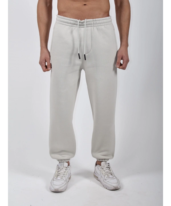 Basic Polarlı Lastikli Eşofman Altı Açık Gri