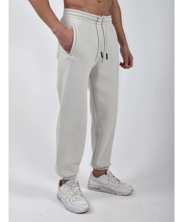 Basic Polarlı Lastikli Eşofman Altı Açık Gri