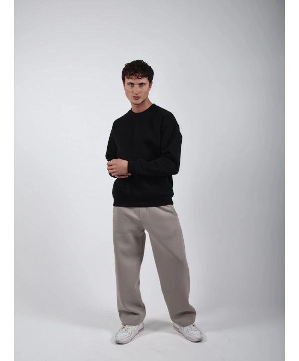 Basic Polarlı Sweatshirt Siyah