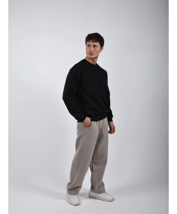 Basic Polarlı Sweatshirt Siyah