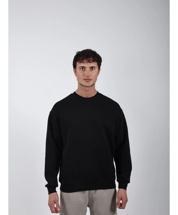 Basic Polarlı Sweatshirt Siyah