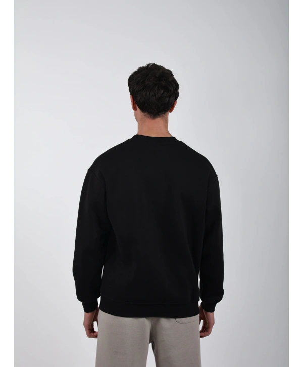 Basic Polarlı Sweatshirt Siyah