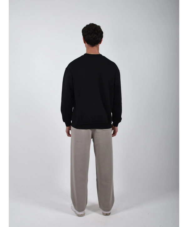 Basic Polarlı Sweatshirt Siyah