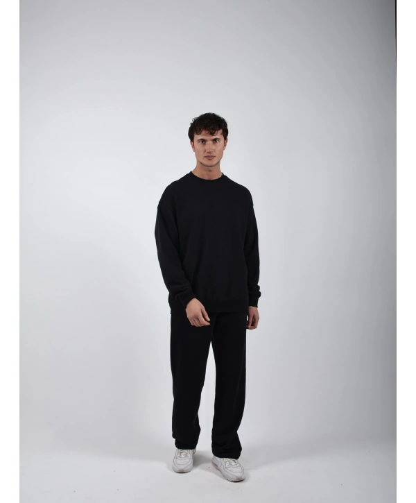 Comfort Basic Sweatshırt Baggy Eşofman Takım Siyah