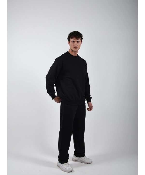 Comfort Basic Sweatshırt Baggy Eşofman Takım Siyah