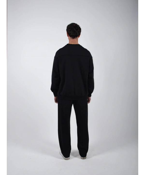 Comfort Basic Sweatshırt Baggy Eşofman Takım Siyah