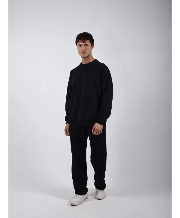 Comfort Basic Sweatshırt Baggy Eşofman Takım Siyah