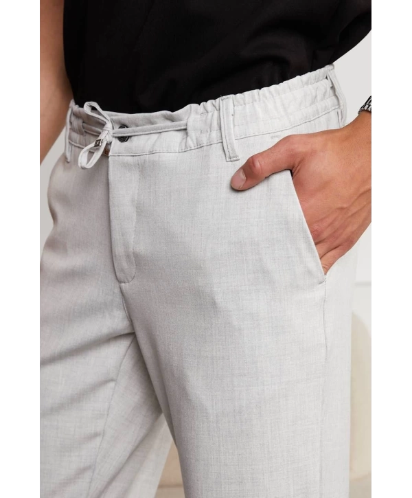Jogger Doğal Doku Klasik Pantolon Açık Gri