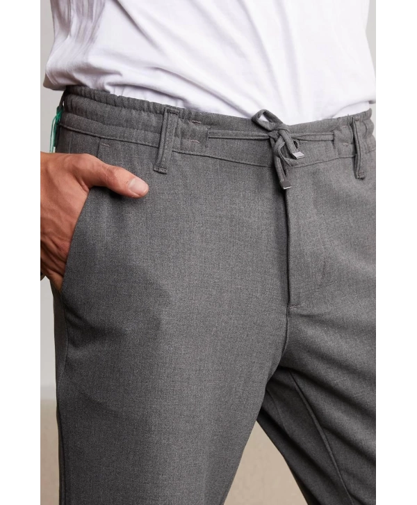 Jogger Doğal Doku Klasik Pantolon Koyu Gri
