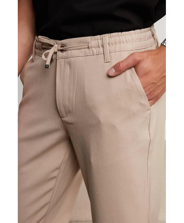Jogger Doğal Doku Klasik Pantolon Kum