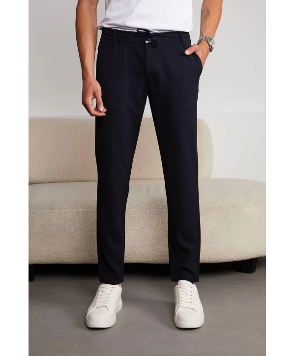 Jogger Doğal Doku Klasik Pantolon Lacivert
