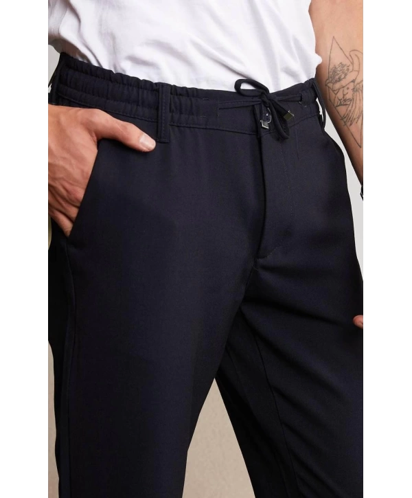 Jogger Doğal Doku Klasik Pantolon Lacivert
