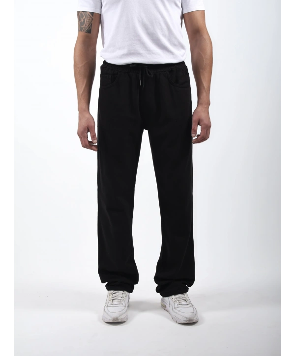 Lastikli Baggy Kot Pantolon Siyah