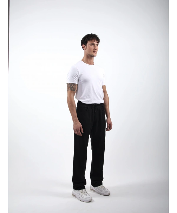 Lastikli Baggy Kot Pantolon Siyah