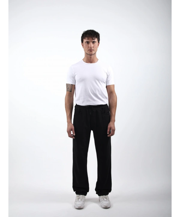 Lastikli Baggy Kot Pantolon Siyah