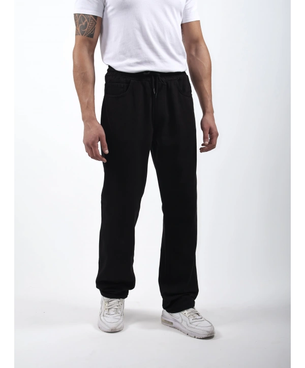 Lastikli Baggy Kot Pantolon Siyah