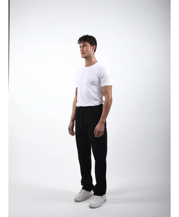 Lastikli Baggy Kot Pantolon Siyah