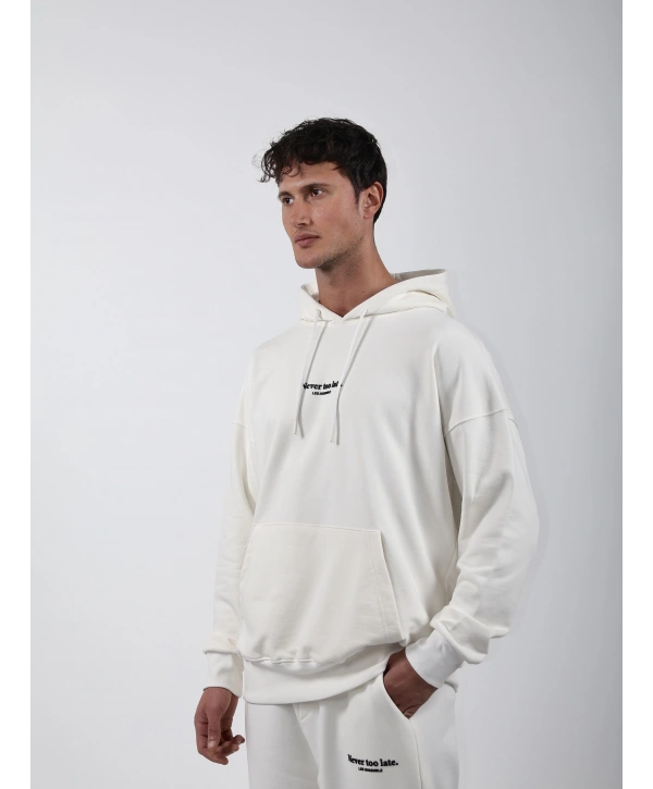 Never Too Late Kapşonlu Baggy Eşofman Takımı Beyaz