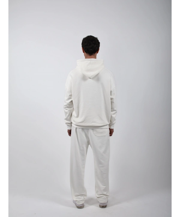 Never Too Late Kapşonlu Baggy Eşofman Takımı Beyaz