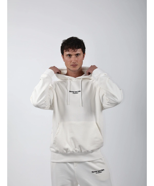Never Too Late Kapşonlu Baggy Eşofman Takımı Beyaz