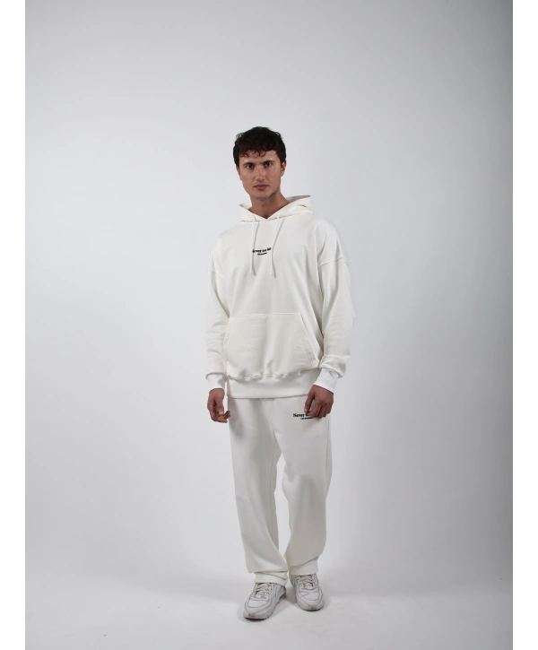 Never Too Late Kapşonlu Baggy Eşofman Takımı Beyaz