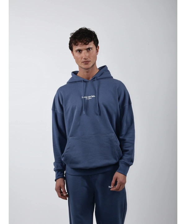 Never Too Late Kapşonlu Baggy Eşofman Takımı Mavi