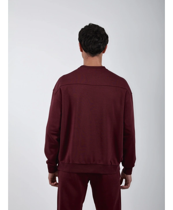 RelaxFit Basic Sweatshırt Relax Eşofman Takım Bordo