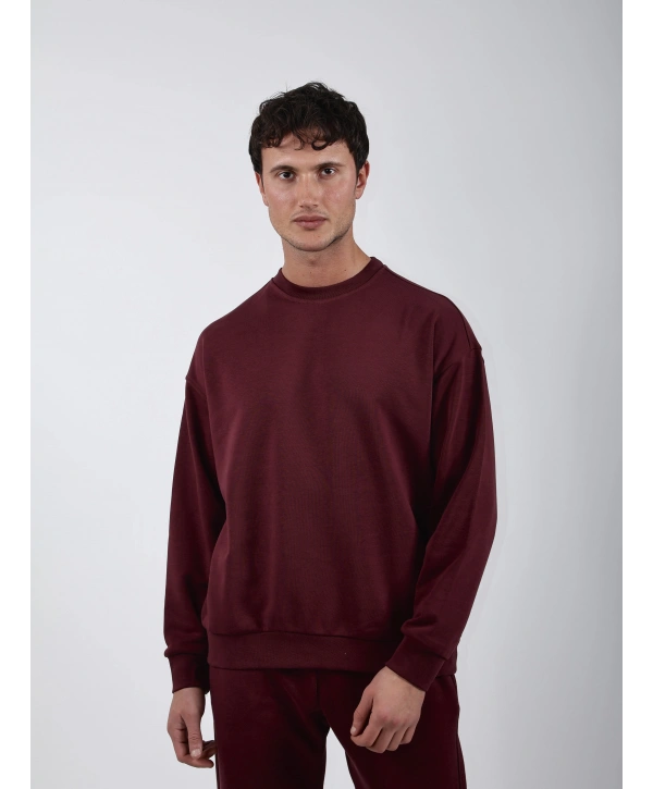 RelaxFit Basic Sweatshırt Relax Eşofman Takım Bordo