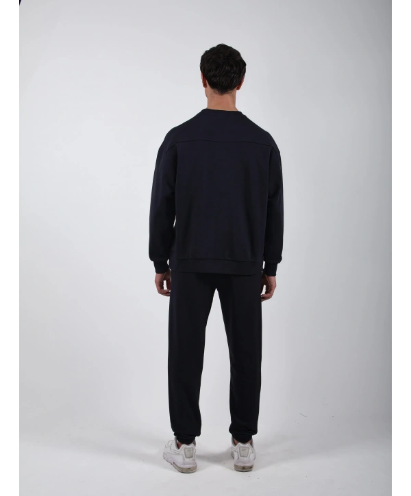 RelaxFit Basic Sweatshırt Relax Eşofman Takım Lacivert