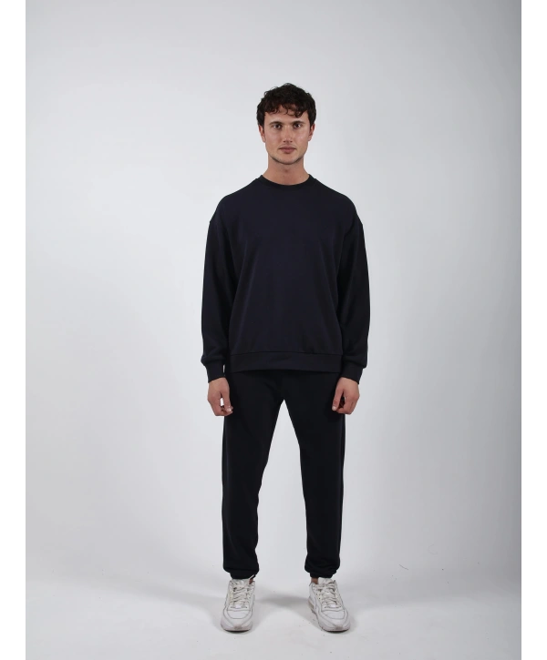 RelaxFit Basic Sweatshırt Relax Eşofman Takım Lacivert