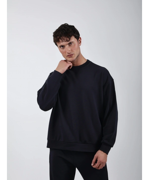 RelaxFit Basic Sweatshırt Relax Eşofman Takım Lacivert