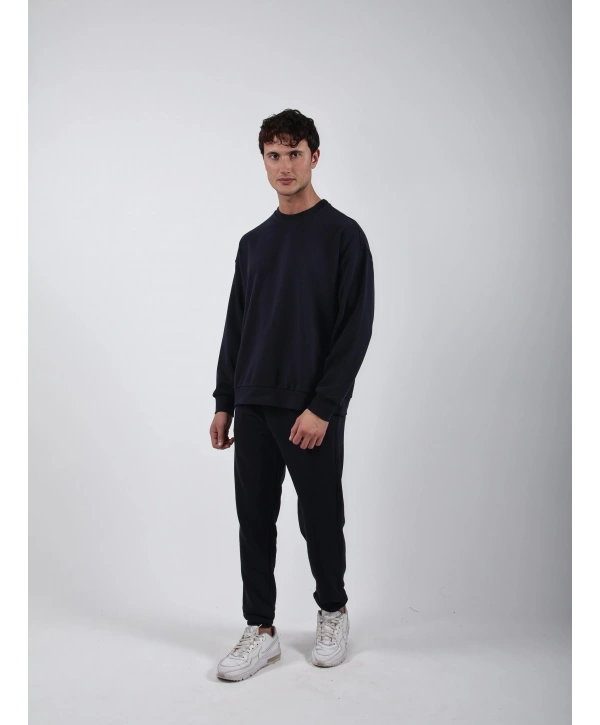 RelaxFit Basic Sweatshırt Relax Eşofman Takım Lacivert