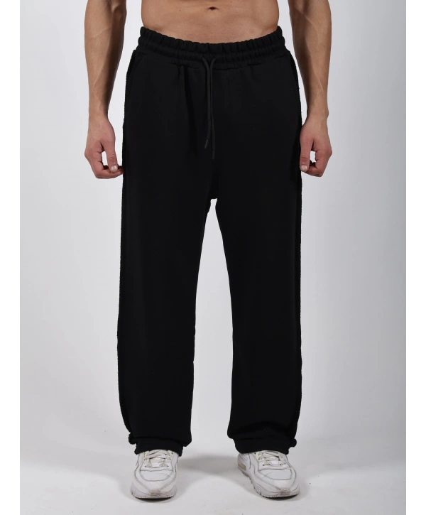 Yarım Fermuar Sweatshirt Bol Paça Baggy Eşofman Takımı Siyah