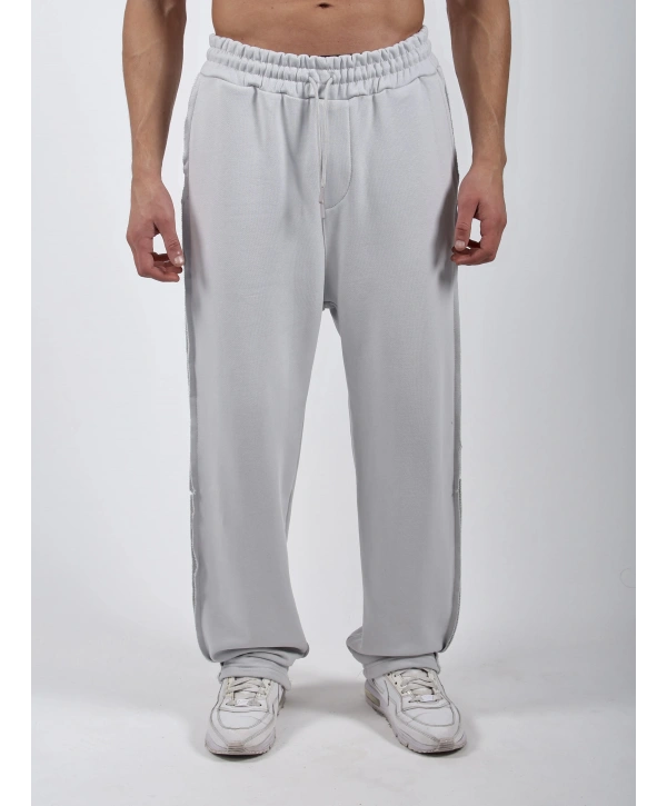 Yarım Fermuar Sweatshirt Bol Paça Baggy Eşofman Takımı Açık Gri