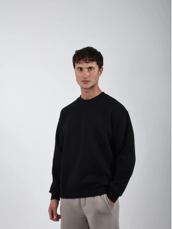 Basic Polarlı Sweatshirt Siyah