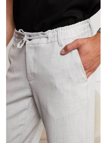 Jogger Doğal Doku Klasik Pantolon Açık Gri