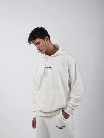 Never Too Late Kapşonlu Baggy Eşofman Takımı Beyaz