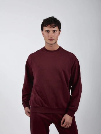 RelaxFit Basic Sweatshırt Relax Eşofman Takım Bordo