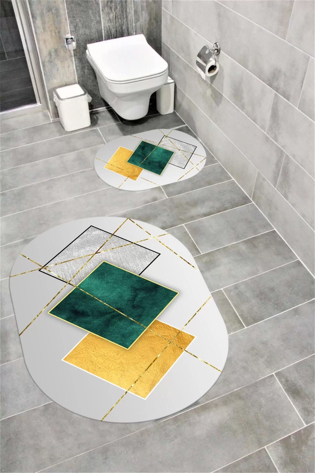Su Emici Yumuşak Kaymaz Taban Sünger Dolgulu Yıkanabilir Dekoratif Banyo Paspası-1075