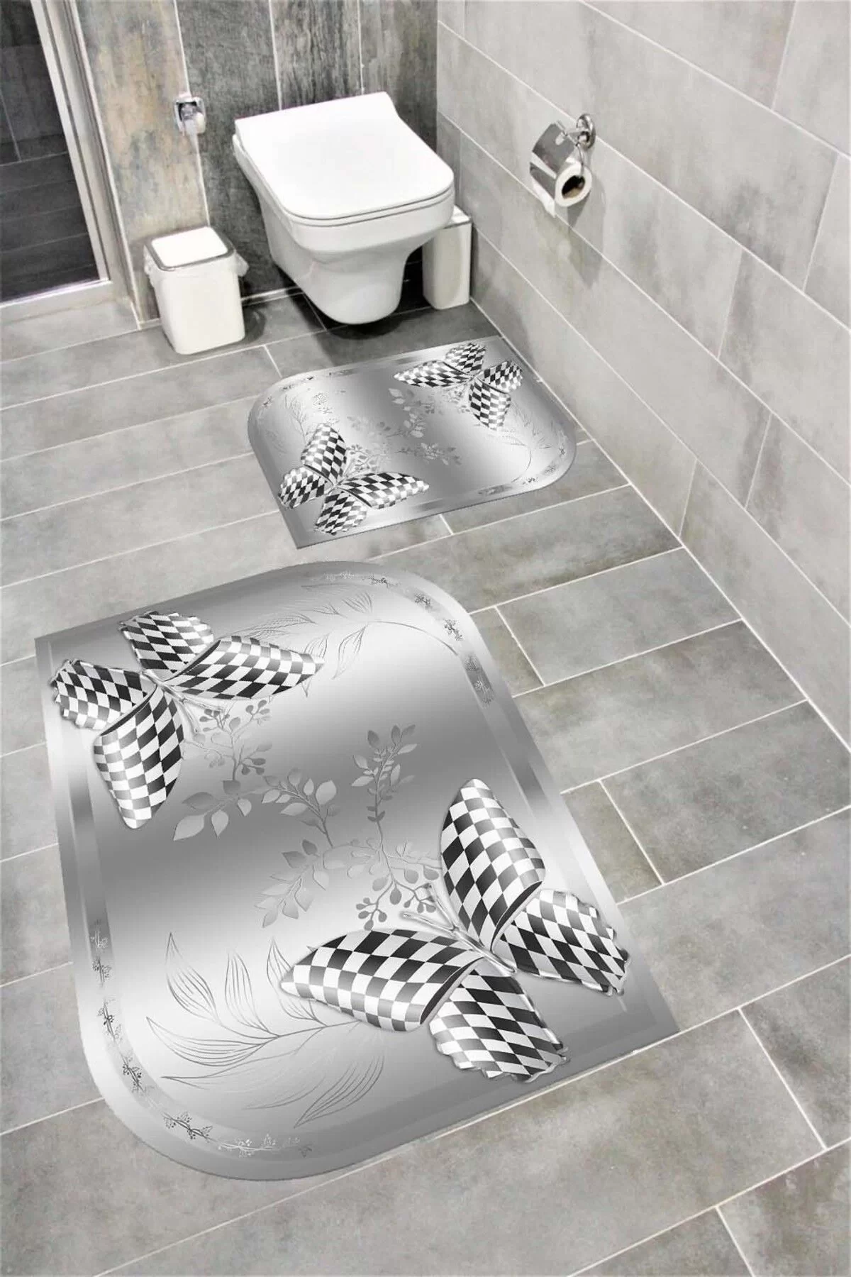 Su Emici Yumuşak Kaymaz Taban Sünger Dolgulu Yıkanabilir Dekoratif Banyo Paspası 1191