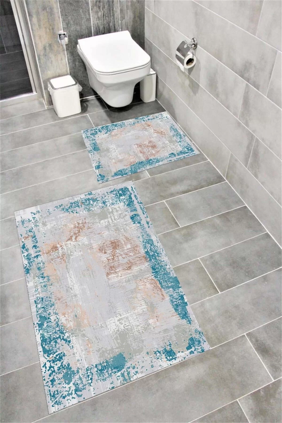 Su Emici Yumuşak Kaymaz Taban Sünger Dolgulu  Yıkanabilir Dekoratif Banyo Paspası 1046