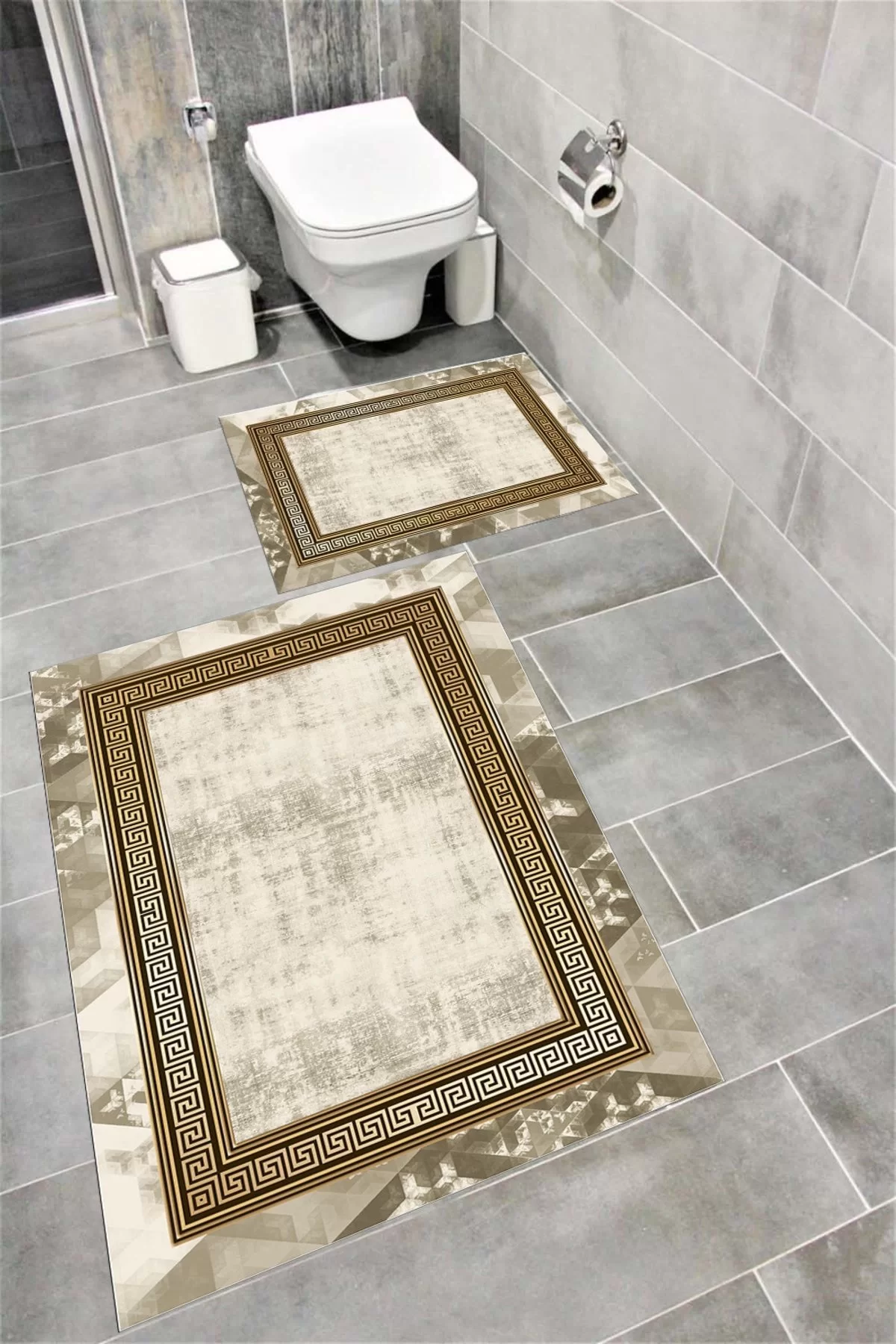 Su Emici Yumuşak Kaymaz Taban Sünger Dolgulu  Yıkanabilir Dekoratif Banyo Paspası 1070
