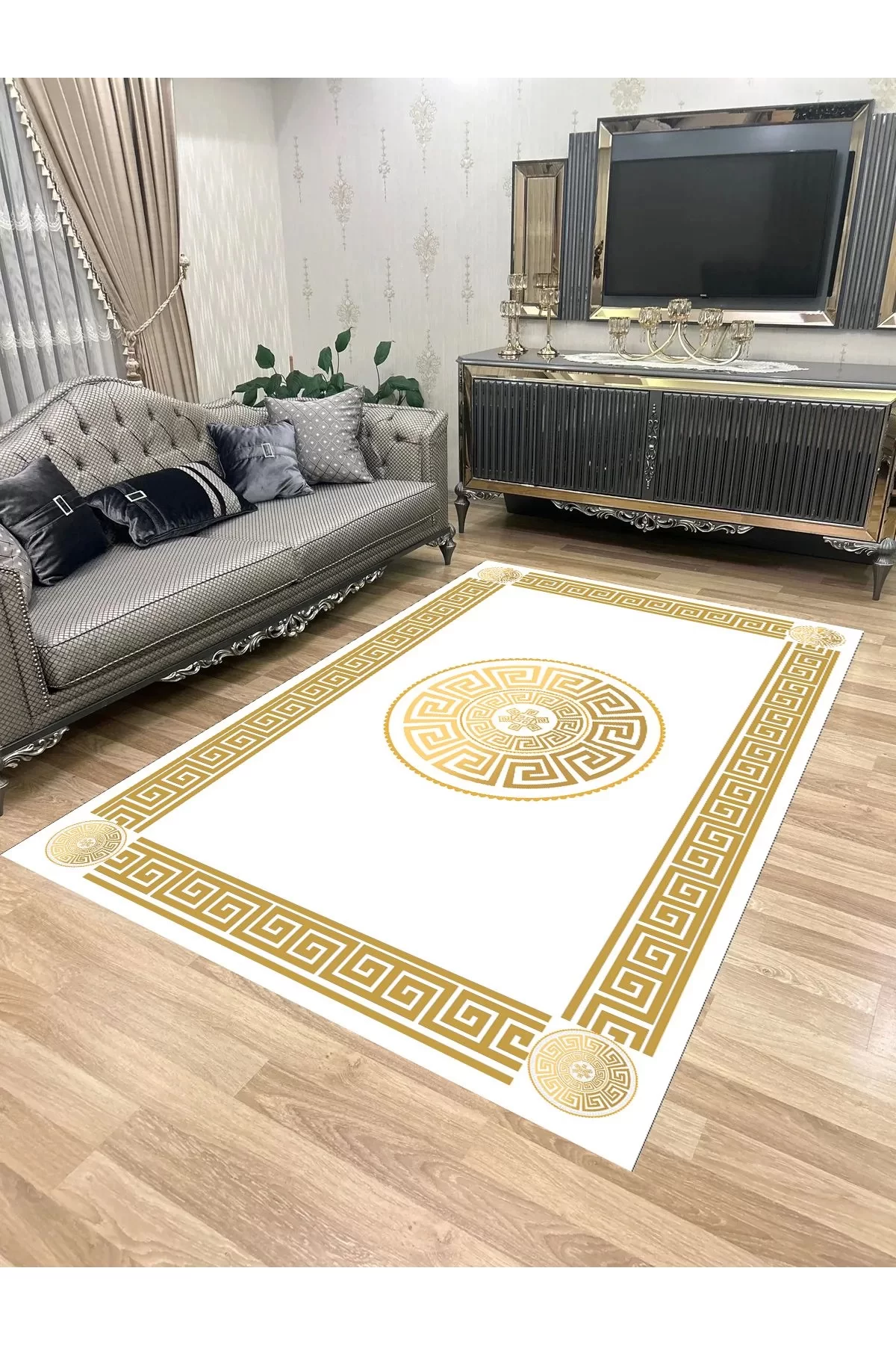 Yıkanabilir Kaymaz Taban Halı Mutfak Dekor Yolluk Koridor Halısı Salon Halısı 1039GOLDAY