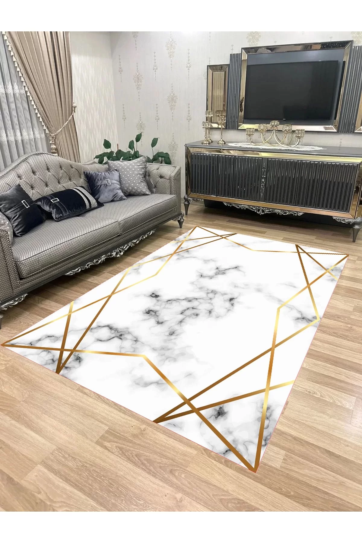 Yıkanabilir Kaymaz Taban Halı Mutfak Dekor Yolluk Koridor Halısı Salon Halısı PLATİNGOLD