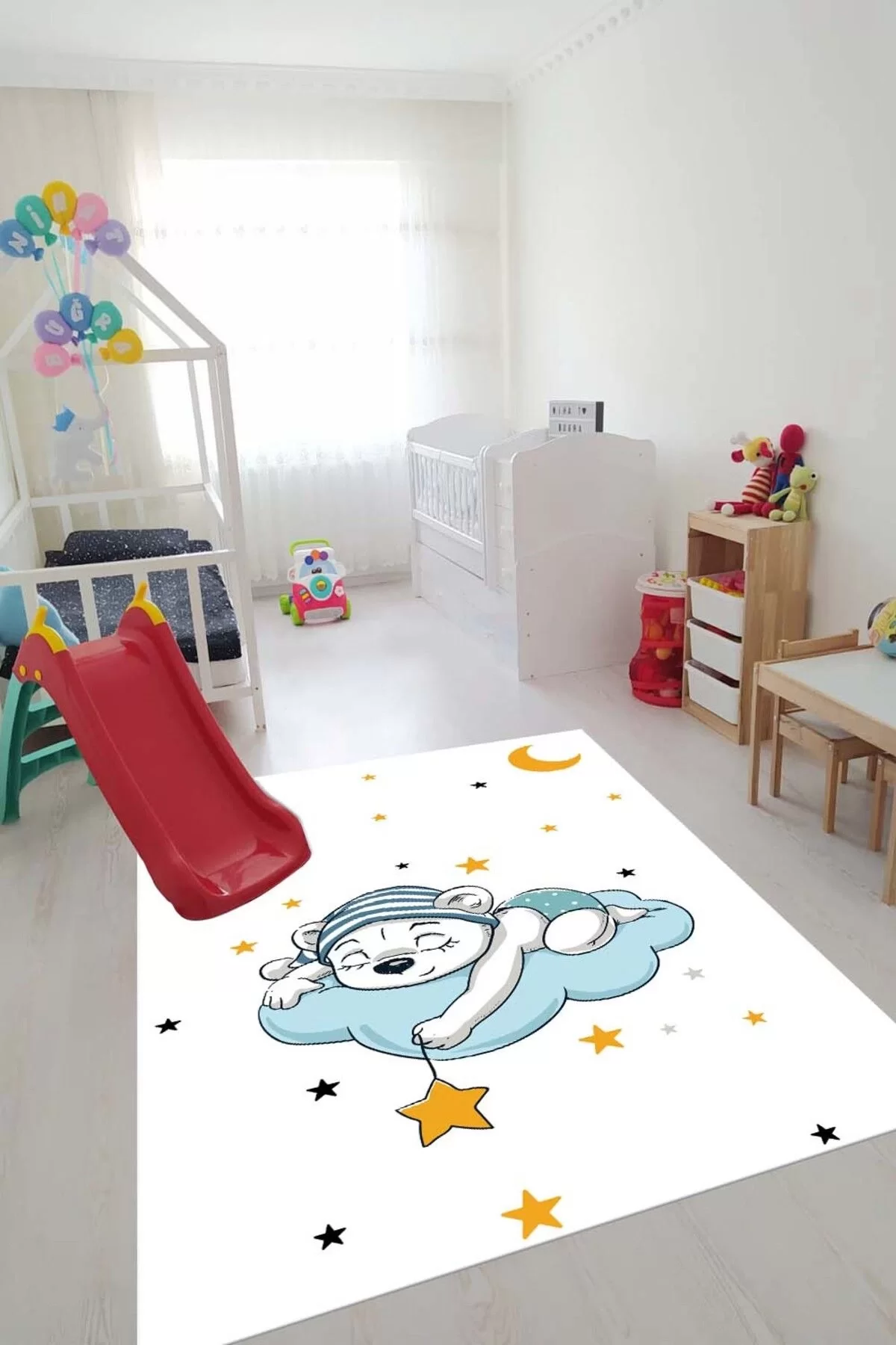 Oyun Halısı Makinede Yıkanabilir Kaymaz Taban Leke Tutmaz Antibakteriyel Çocuk Odası Halısı