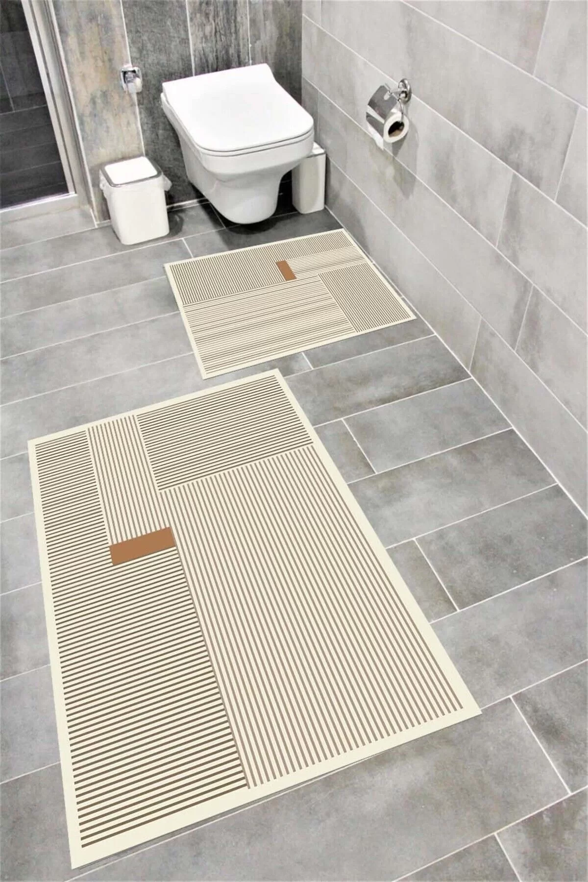 Su Emici Yumuşak Kaymaz Taban Sünger Dolgulu Pamuksu Doku Yıkanabilir Dekoratif Banyo Paspası 1150